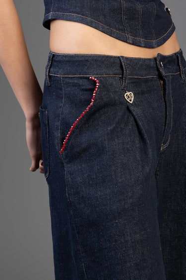 Sissy Boy Gigi Wide Leg Low Waist Jeans In Blue