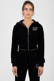 Sissy Boy Womens Velour Athleisure Zip Through Jacket In Black
