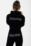 Sissy Boy Womens Velour Athleisure Zip Through Jacket In Black
