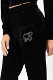 Sissy Boy Womens Velour Athleisure Tracksuit Pants In Black