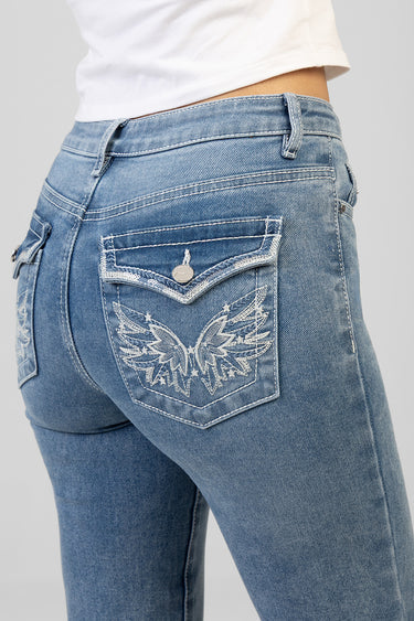 Sissy Boy Astra Bootleg Mid Waist Jeans In Medium Vintage