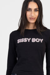 Sissy Boy Womens Written In The Stars Baby T-Shirt In Black