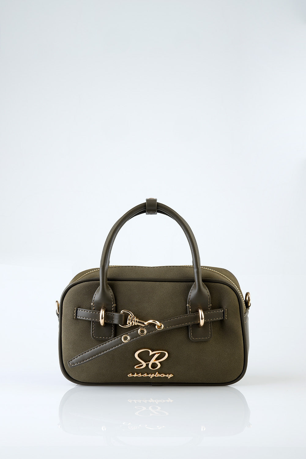 Sissy boy Mini Handbag with Front Clip Detail In Green