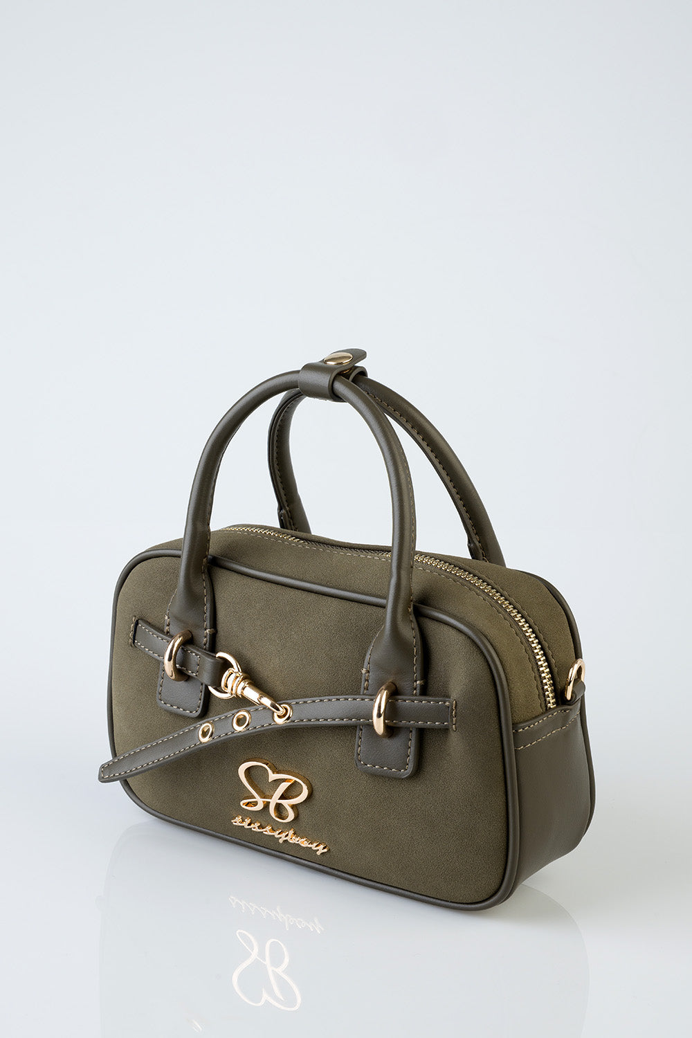Sissy boy Mini Handbag with Front Clip Detail In Green