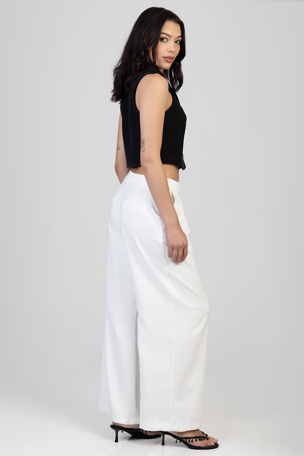 Sissy Boy Alice Wide Leg Pleated Trousers In Off White