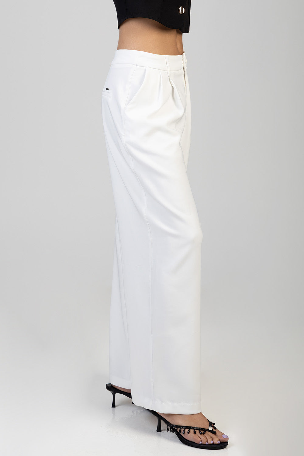 Sissy Boy Alice Wide Leg Pleated Trousers In Off White