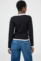 Sissy boy Ladies Long Sleeve Knit Top In Black & White