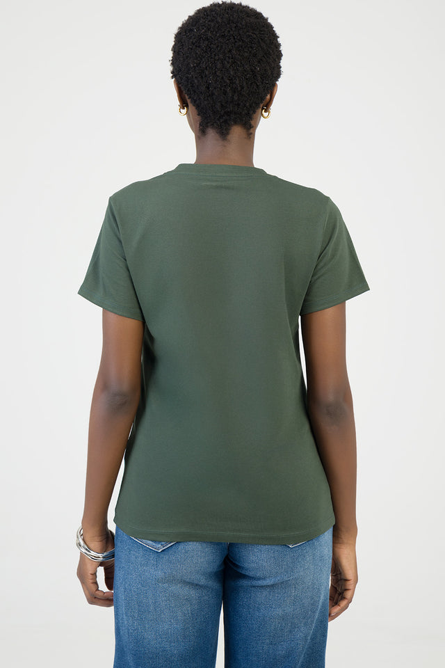 Sissy boy Regular Green T-shirt With Rose Transfer