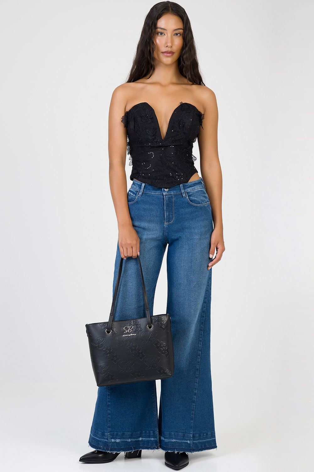 Sissyboy Debossed Print Tote Bag In Black