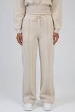 Sissy boy Ladies Glitter Fleece Wide Leg Sweat Pants In Stone