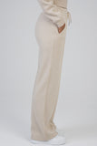 Sissy boy Ladies Glitter Fleece Wide Leg Sweat Pants In Stone