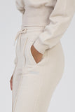 Sissy boy Ladies Glitter Fleece Wide Leg Sweat Pants In Stone