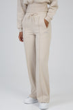 Sissy boy Ladies Glitter Fleece Wide Leg Sweat Pants In Stone
