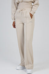 Sissyboy Ladies Glitter Fleece Wide Leg Sweat Pants In Stone