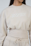 Sissy boy Ladies Glitter Fleece Sweater In Stone