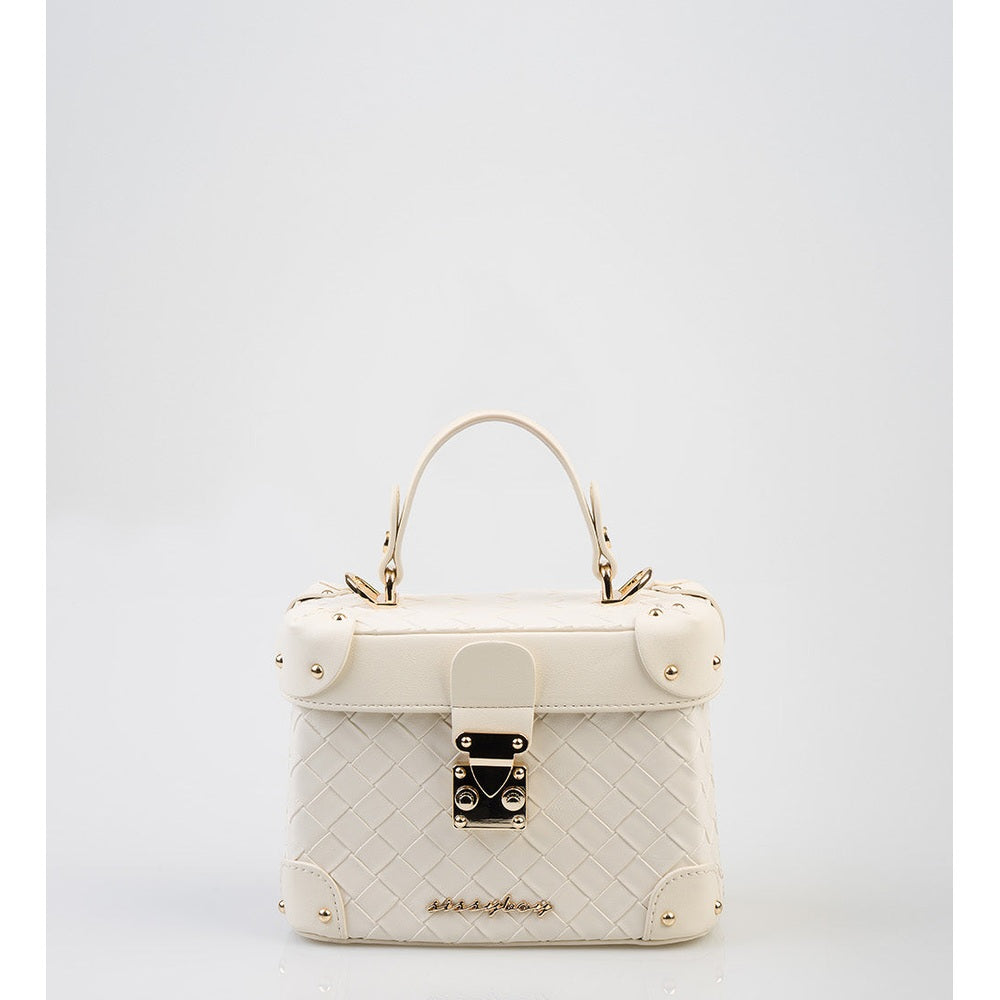 Sissy Boy Vicki Mini HandBag In Cream/Gold