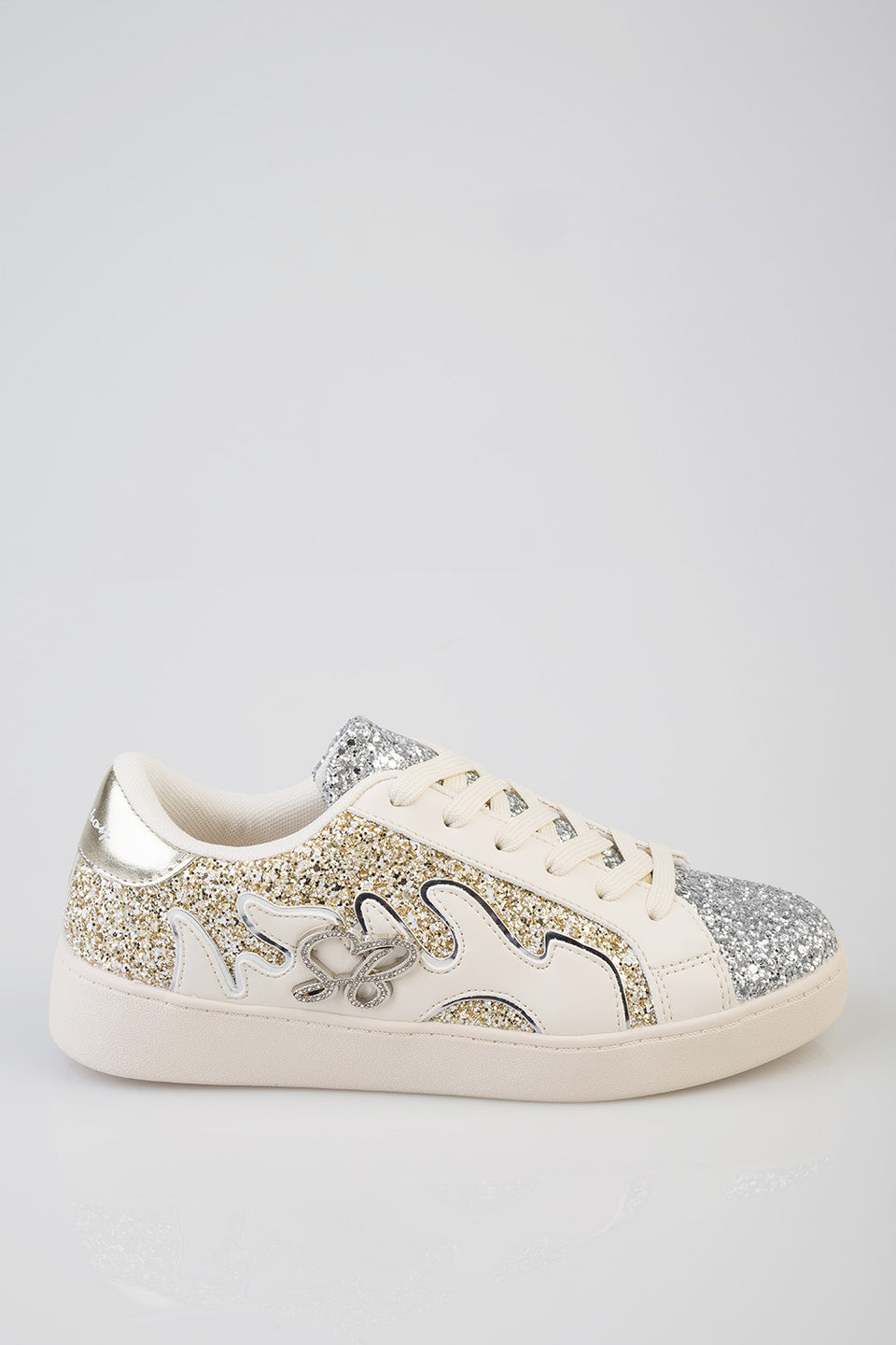 Sissy boy Womens All Over Glitter Sneaker In Cream
