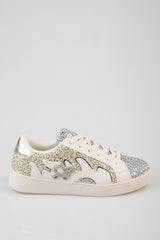 Sissy boy Womens All Over Glitter Sneaker In Cream
