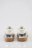 Sissy boy Womens Metalic Sneakers with Fabric In Silver