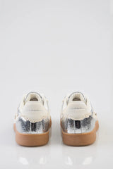 Sissy boy Womens Metalic Sneakers with Fabric In Silver