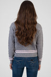 Sissy boy Womens V-Neck Cable Knit Jersey In Grey