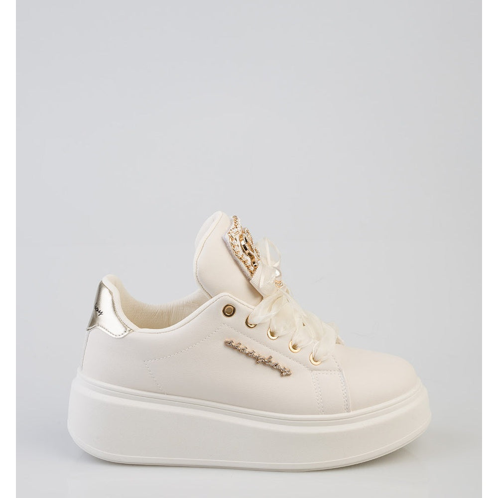 Sissy Boy Anita Plartform Sneaker With Bow Detail In White