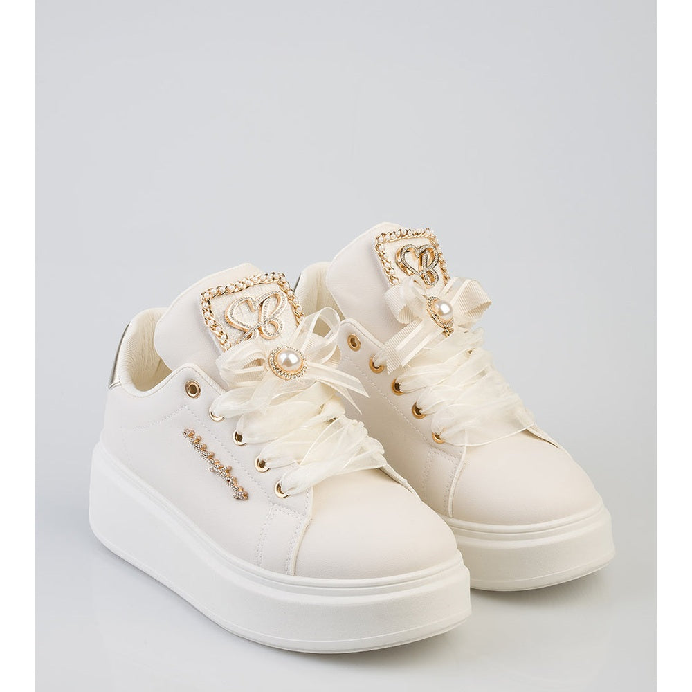 Sissy Boy Anita Plartform Sneaker With Bow Detail In White