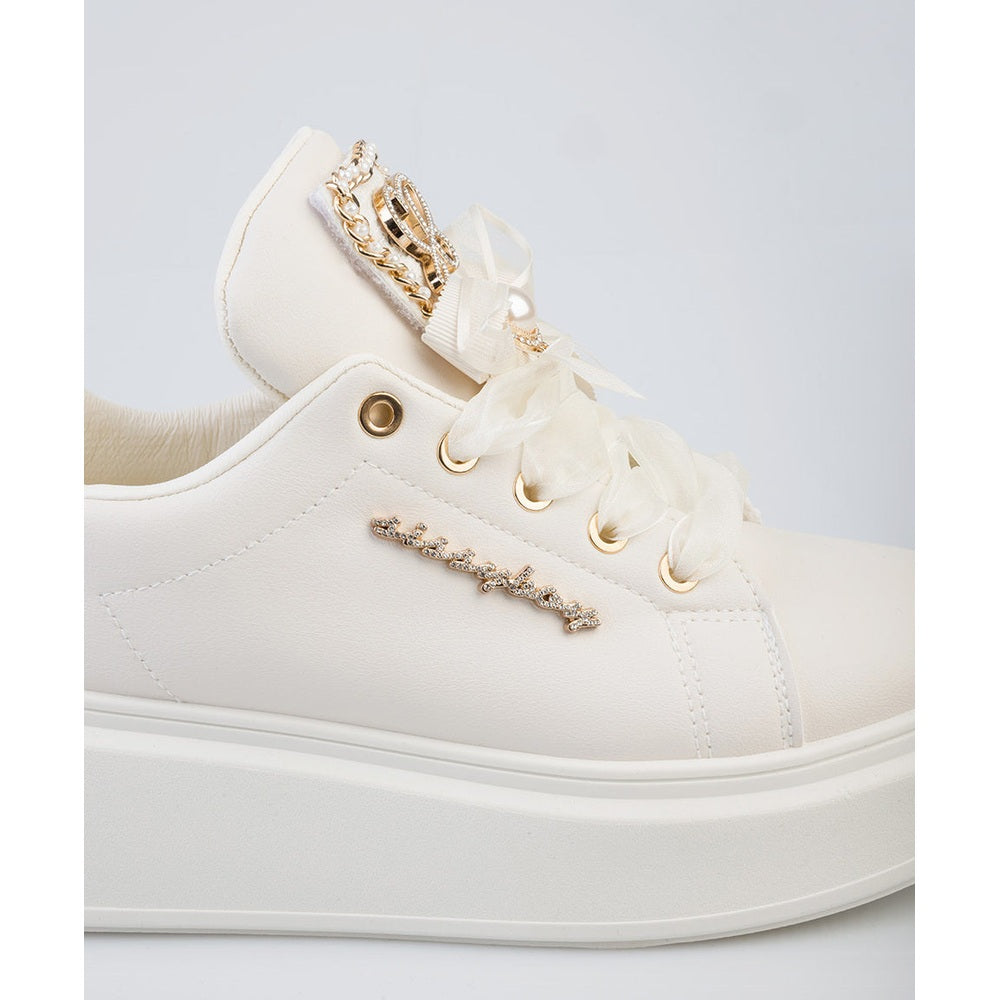 Sissy Boy Anita Plartform Sneaker With Bow Detail In White