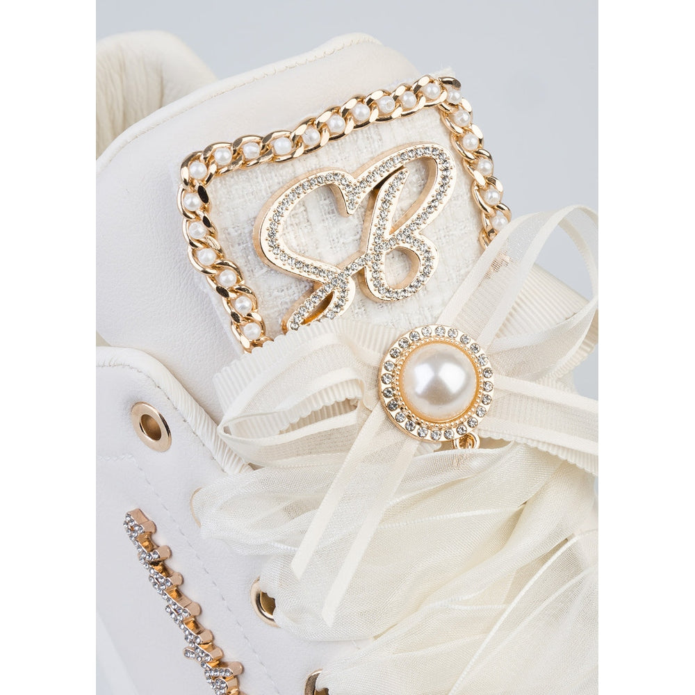 Sissy Boy Anita Plartform Sneaker With Bow Detail In White