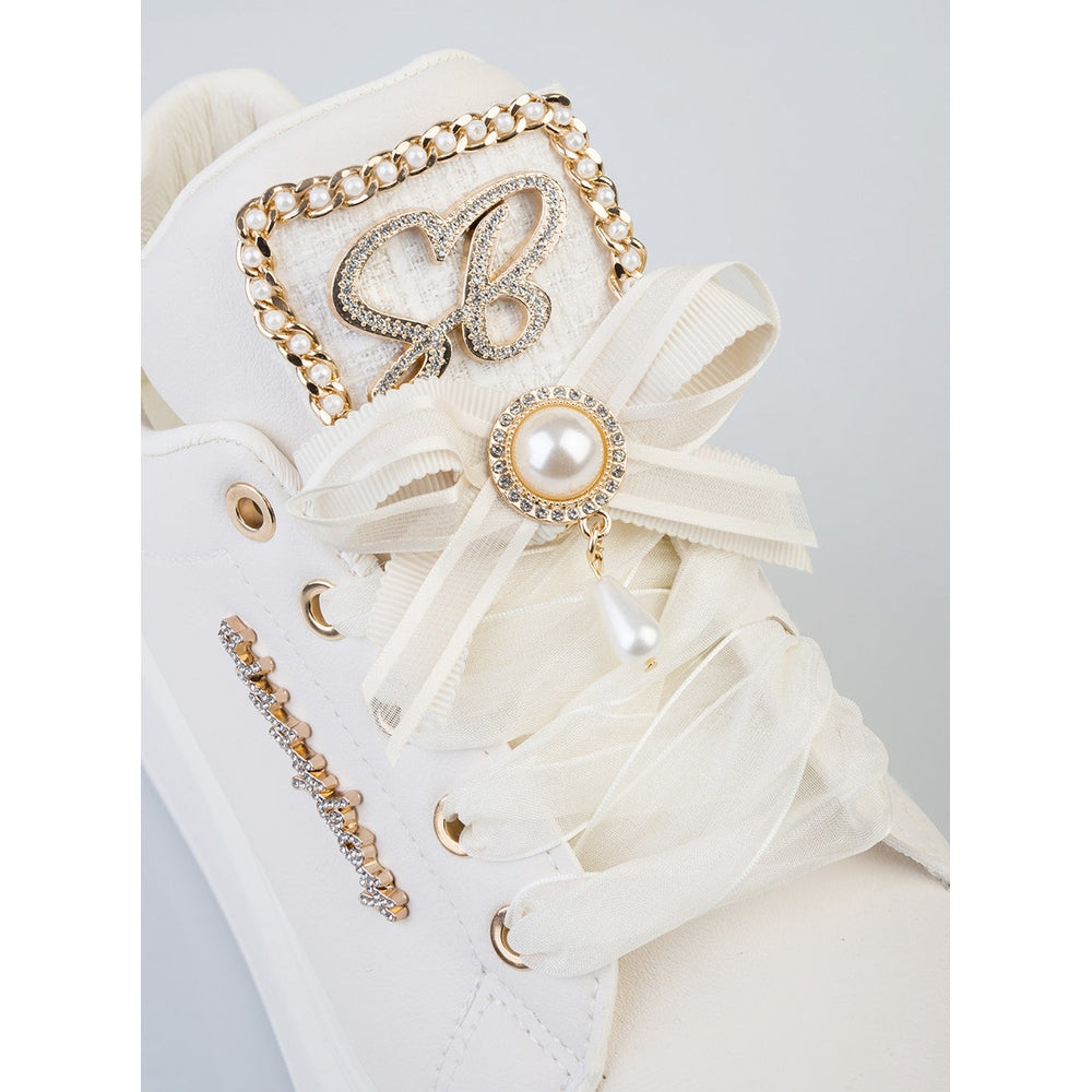 Sissy Boy Anita Plartform Sneaker With Bow Detail In White