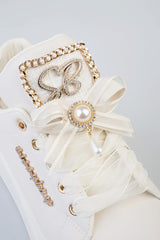 Sissy boy Womens Platform Sneaker With Bow Detail In Cream