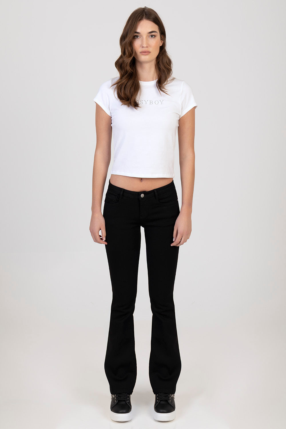 Sissy Boy Womens Donnae Low Waist Bootleg Jeans In Black