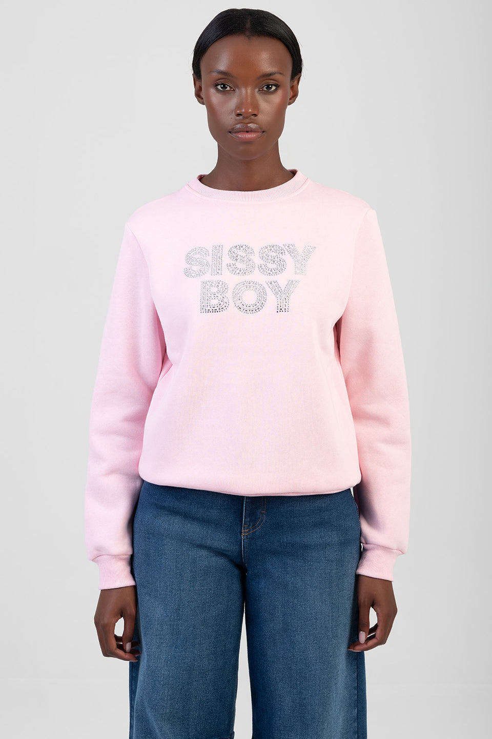Sissy boy Womens Logo Sweat Top With Bling In Pink