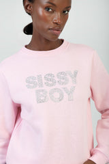 Sissy boy Womens Logo Sweat Top With Bling In Pink