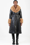 Sissy boy J32919 Faux Fur And Faux Leather Coat In Black And Brown