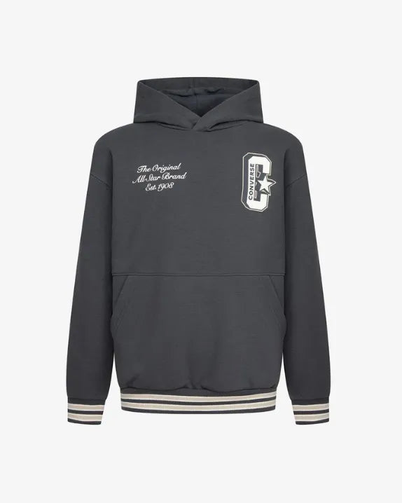 Converse Boys Boxy Graphic Hoodie In Dark Matter