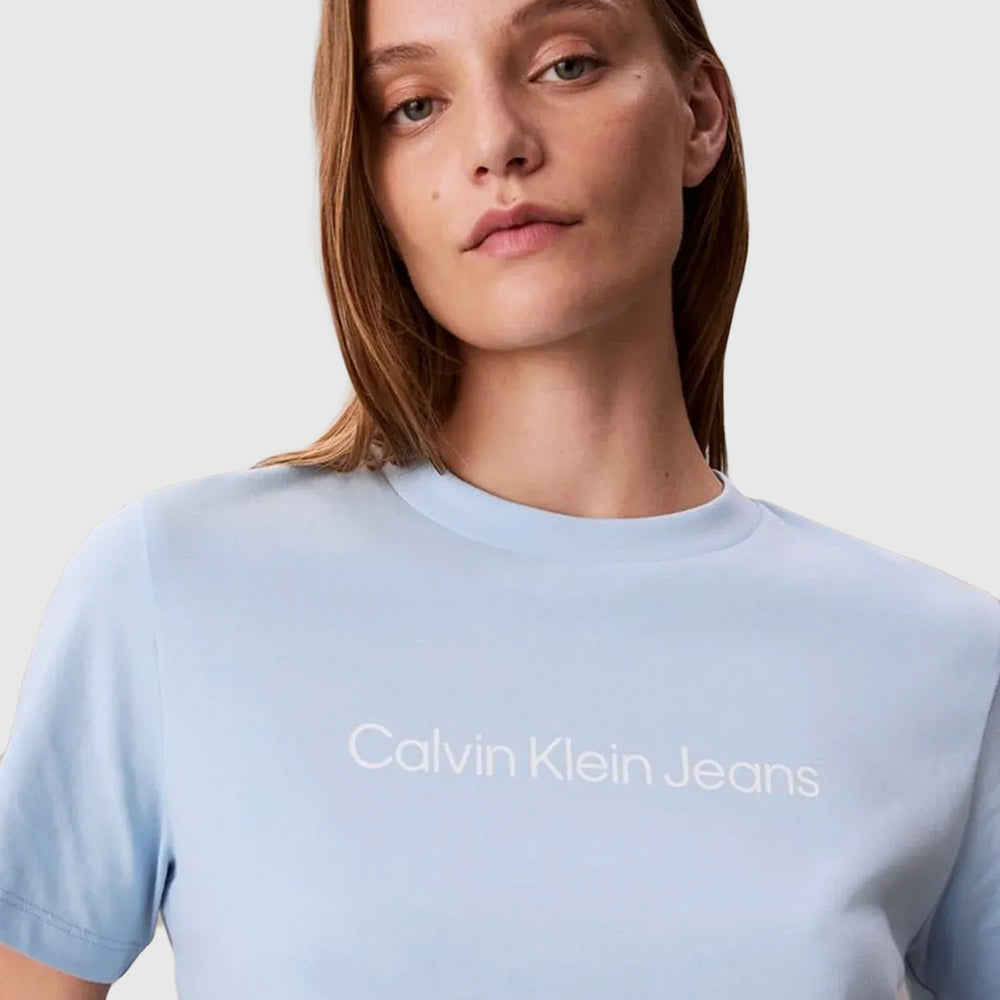 Calvin Klein Womens Classic Logo T-Shirt In Light Blue