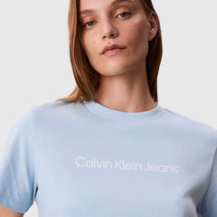 Calvin Klein Womens Classic Logo T-Shirt In Light Blue