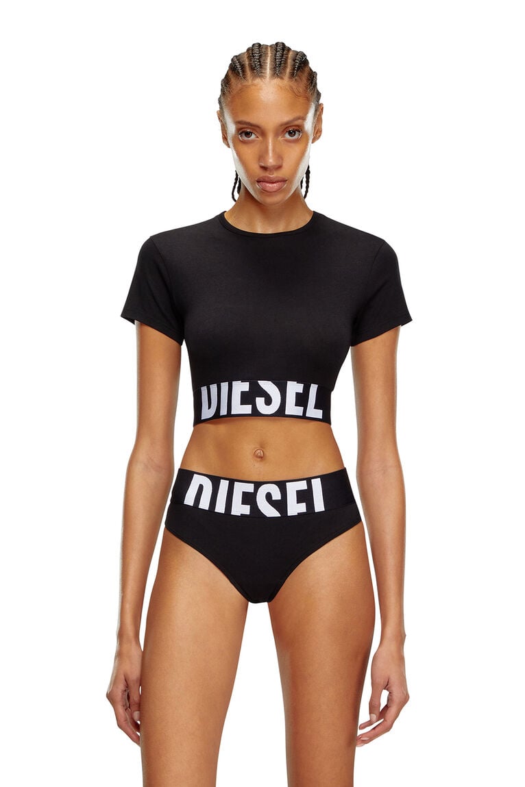 Diesel A145930Hmau - L - Uftee-Sport-Cropped T-Shirt Black