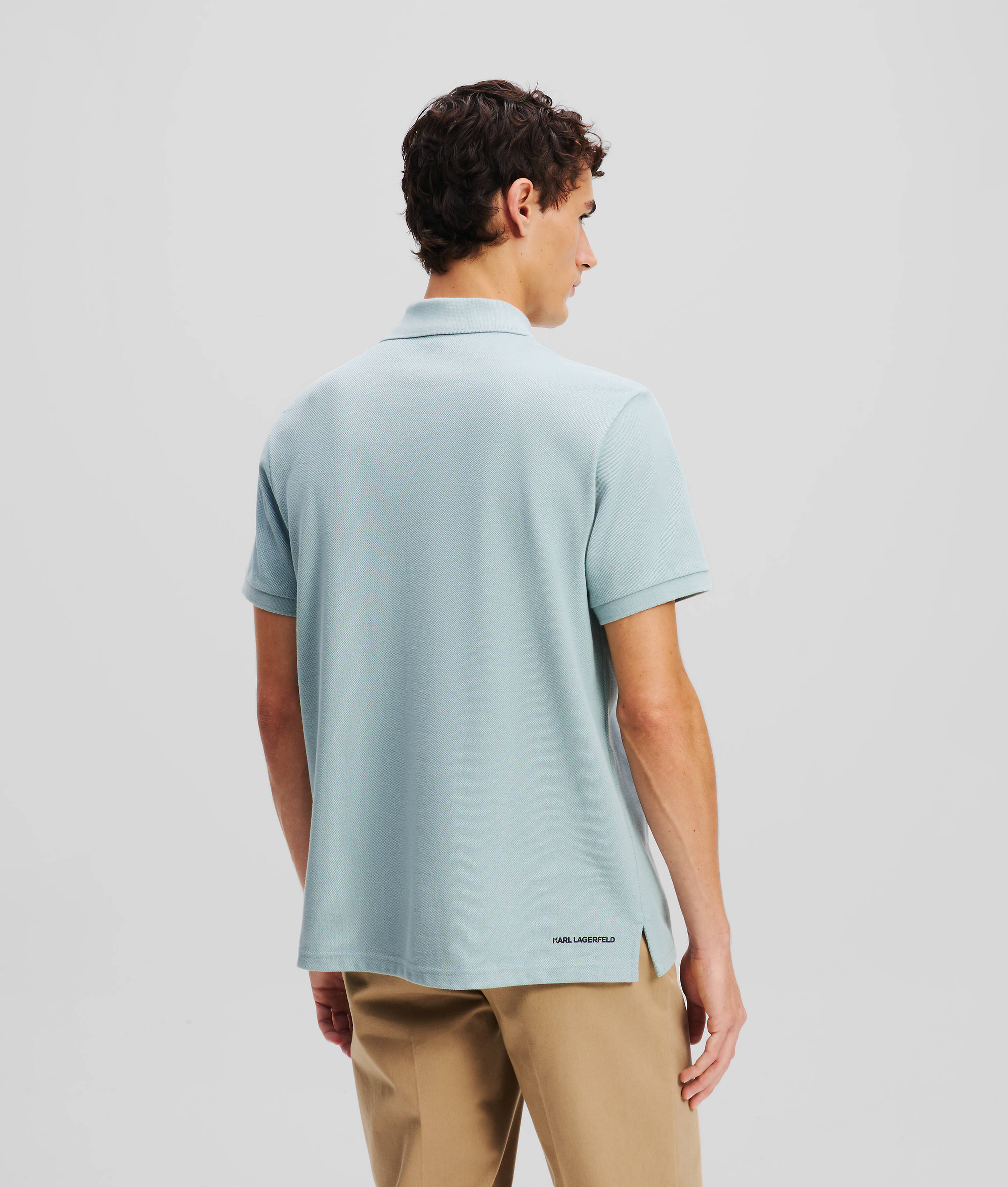 Karl Lagerfeld A1M17015 Elongated Logo Pique Polo Slate