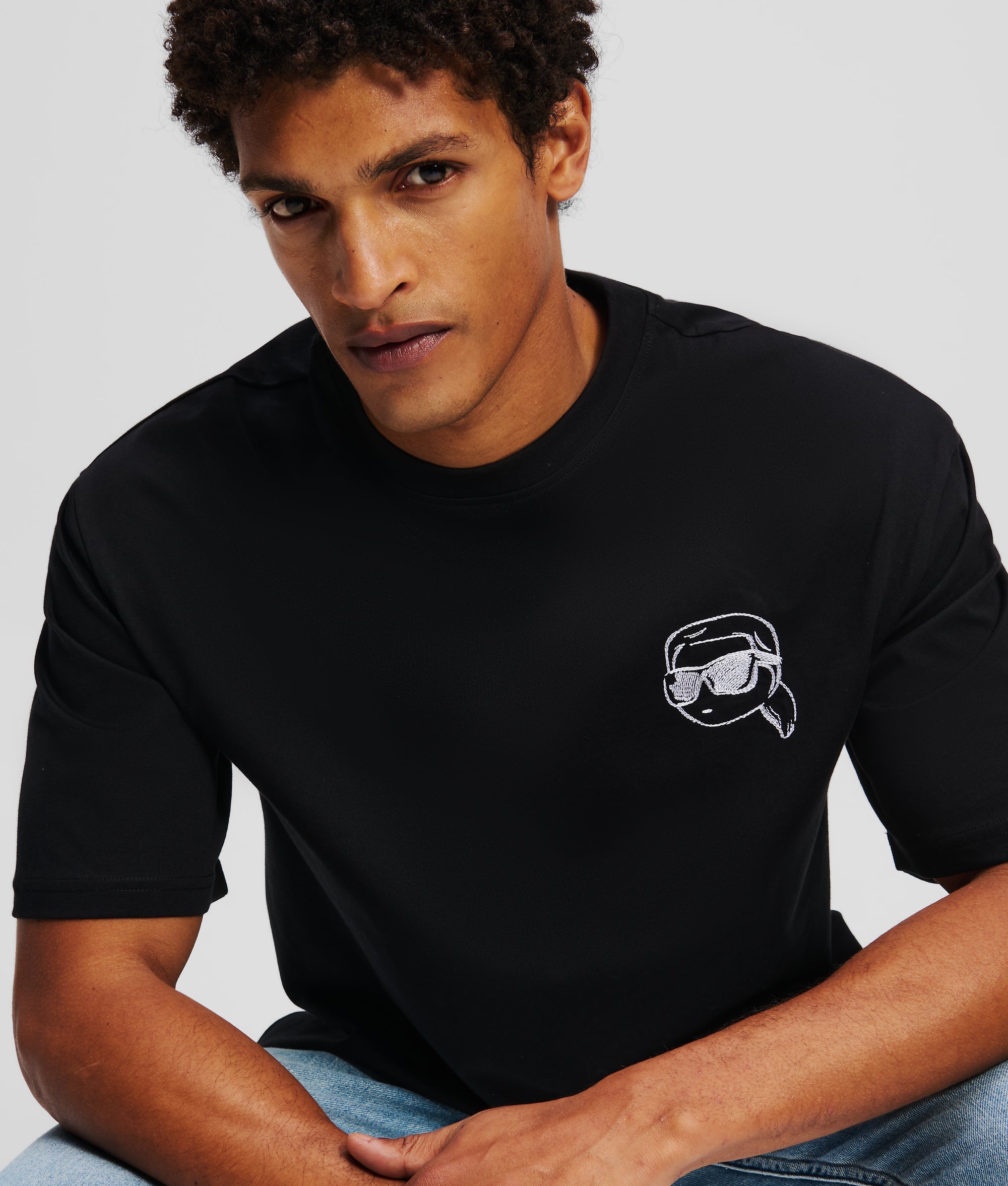 KaRL Lagerfeld Mens Big Ikon T-Shirts In Black