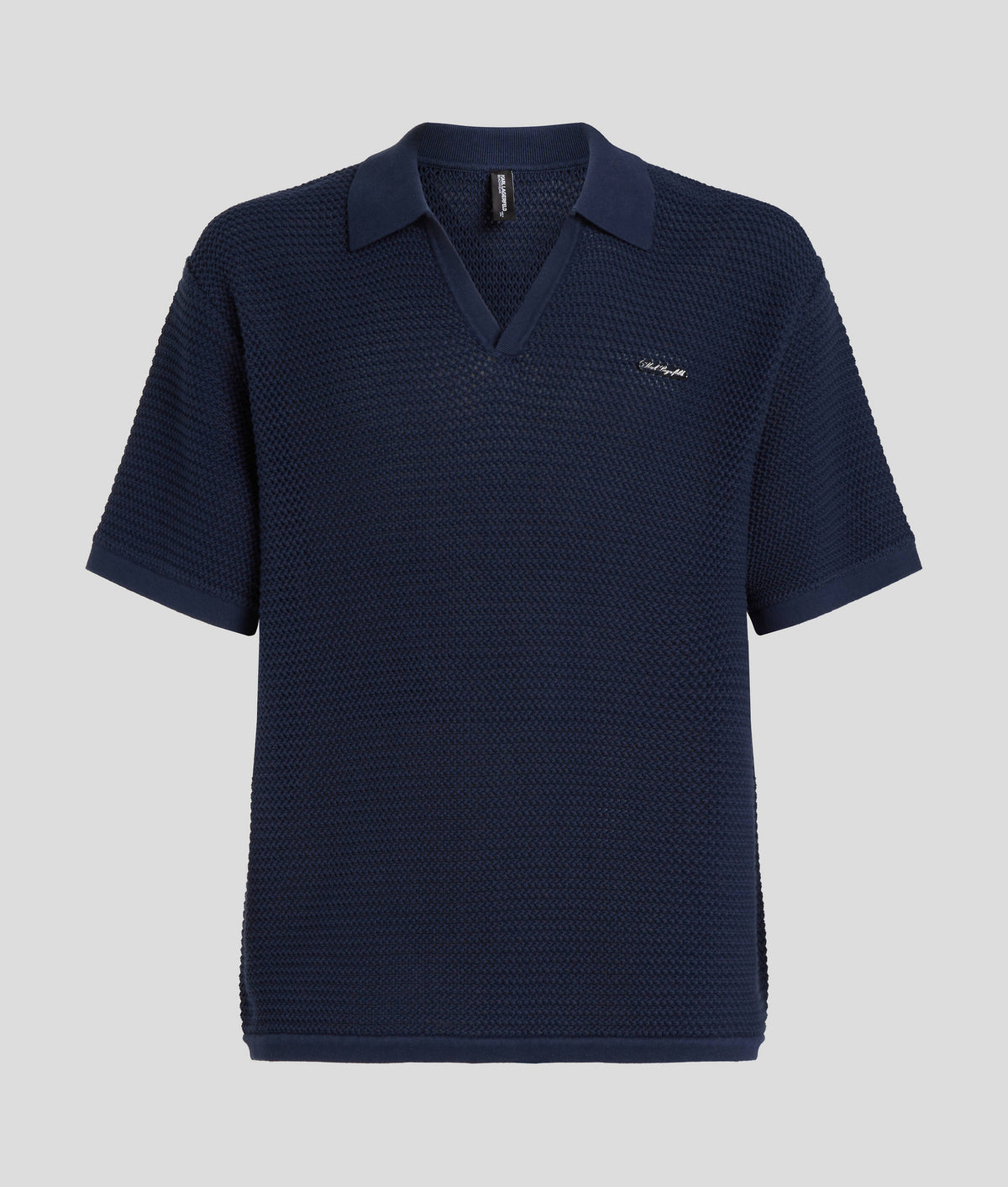 Karl Lagerfeld A1M46068 Hotel Karl Crochet Ss Polo Black