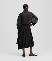 Karl Lagerfeld A1W12031 Pleated Woven Skirt Black