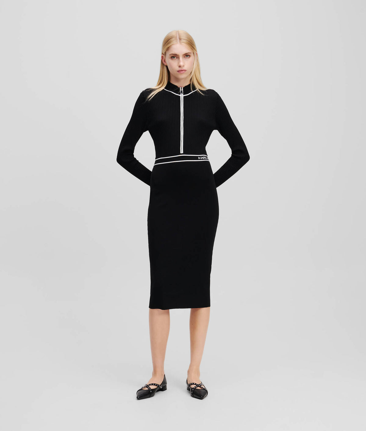 Karl Lagerfeld A1W13027 Logo Knit Dress Black