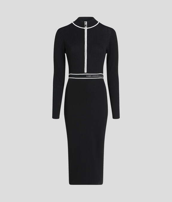 Karl Lagerfeld A1W13027 Logo Knit Dress Black