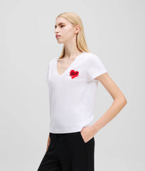 Karl Lagerfeld A1W17116 Hearts V-Neck T-Shirt White