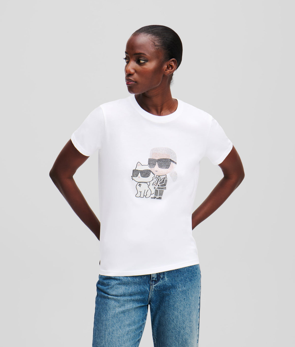 Karl Lagerfeld Womens Ikon Duo T-Shirt In White