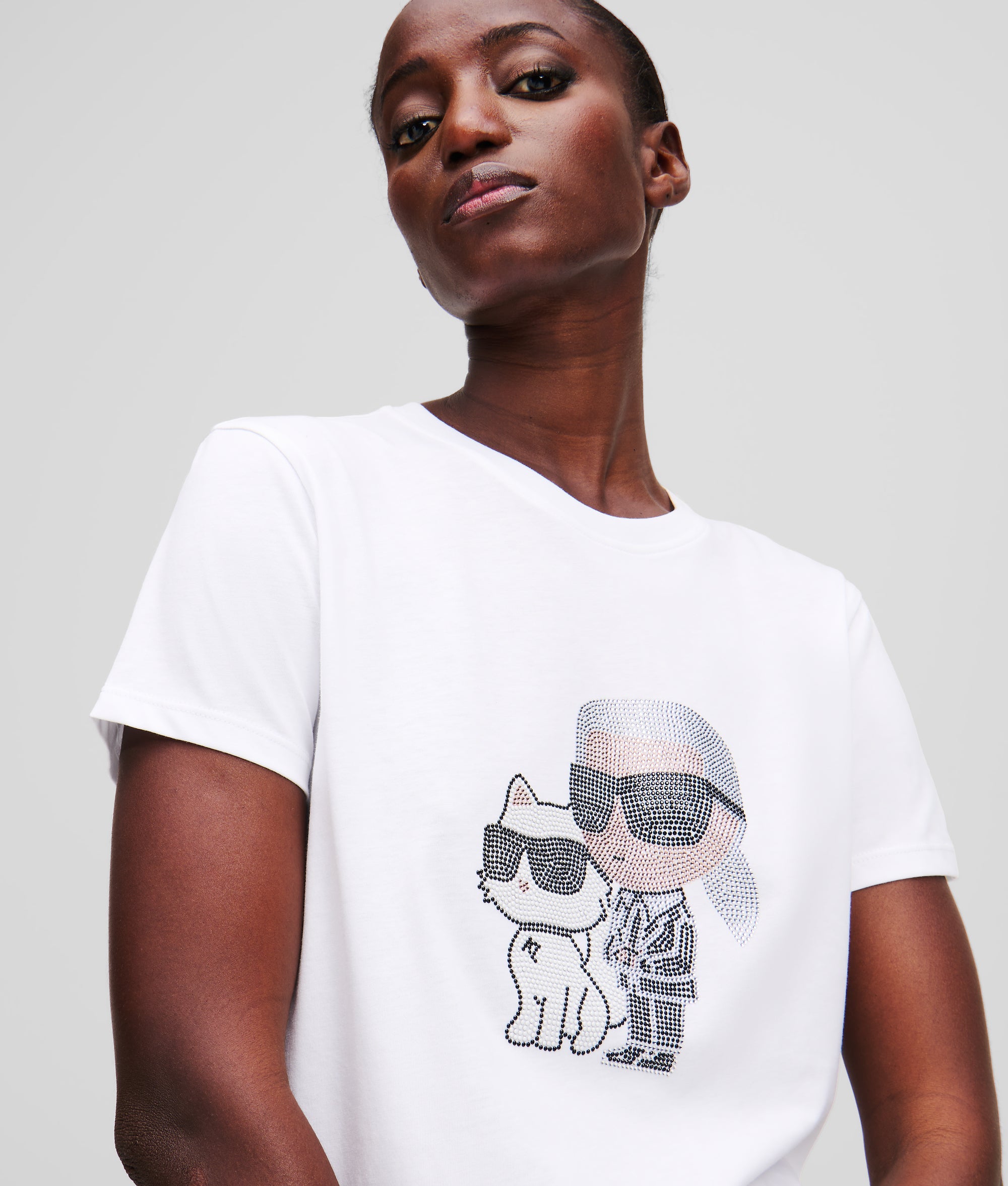 Karl Lagerfeld Womens Ikon Duo T-Shirt In White