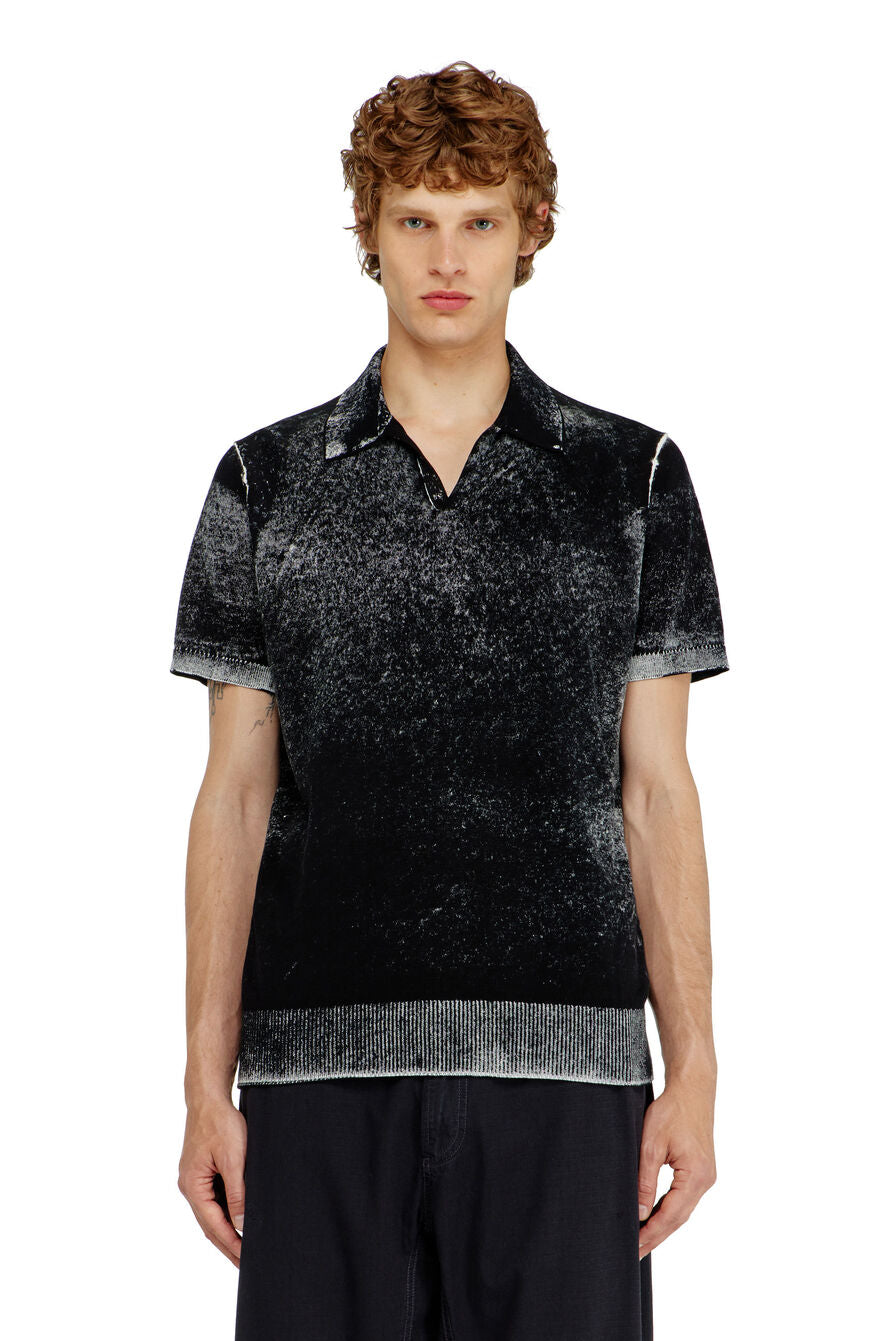 Diesel Mens Lawrie Knitwear Golfer In Charcoal Black