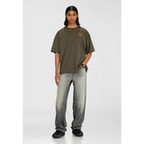 Diesel Mens Jersey With Flocked Print T-shirt In Military Olive